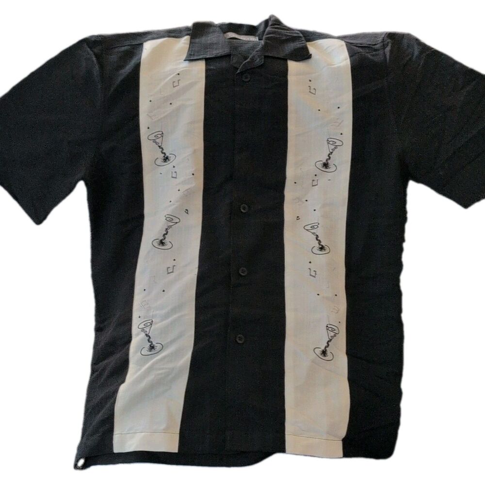 John Henry Men's S Short Sleeve Colorblock Embroidered Music Button Shirt disco